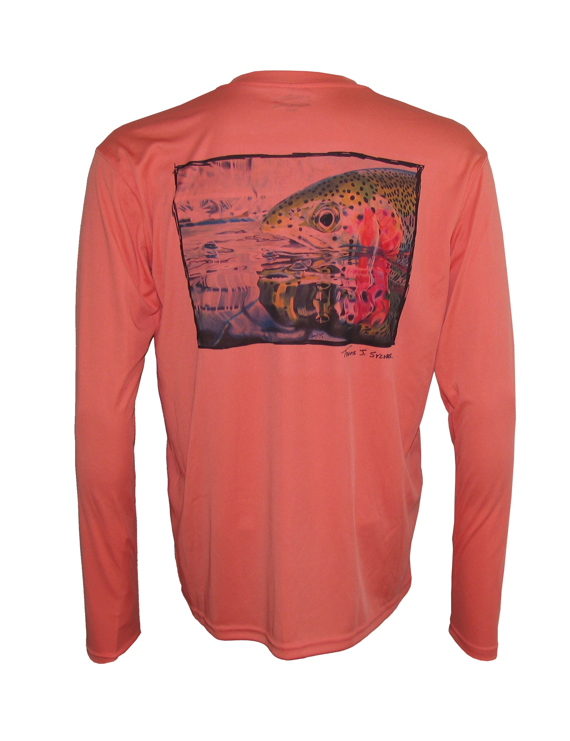 Men's Sun Protective Fishing Shirt Rainbow Reflections/Salmon - OVERLANDERS Outfitter