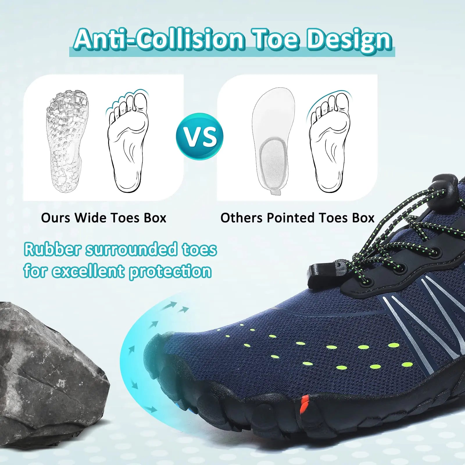 ziitop Water Shoes for Men Women Beach Barefoot Swim Rock Climbing Pool Shoes Socks, Anti-Slip Breathable Quick Dry Lightweight Slip-on, Outdoor Sport Hiking Walking Boating Fishing Diving Surfing 10.5 Women/9.5 Men Blue - OVERLANDERS Outfitter