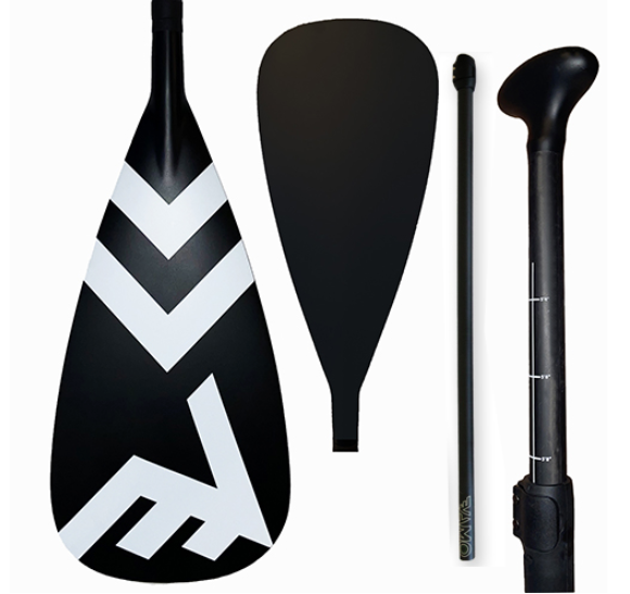Vamo Life 3-piece carbon-fiber paddle for ISUP with adjustable height and ABS edge, ideal for stand-up paddleboarding.