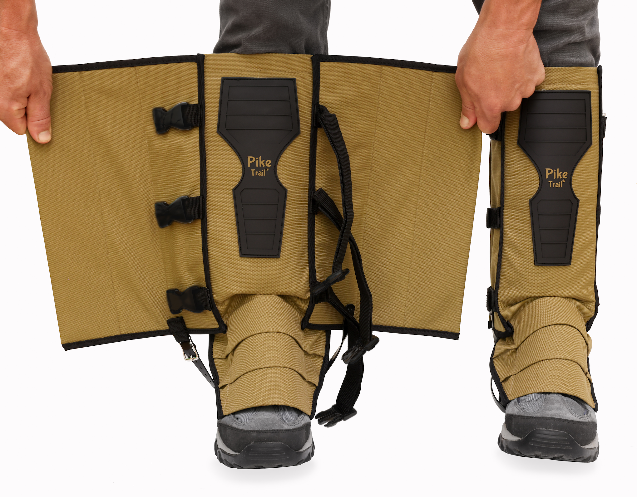 Pike Trail Snake Gaiters leg guards with durable material and adjustable straps for outdoor hiking and snake protection.
