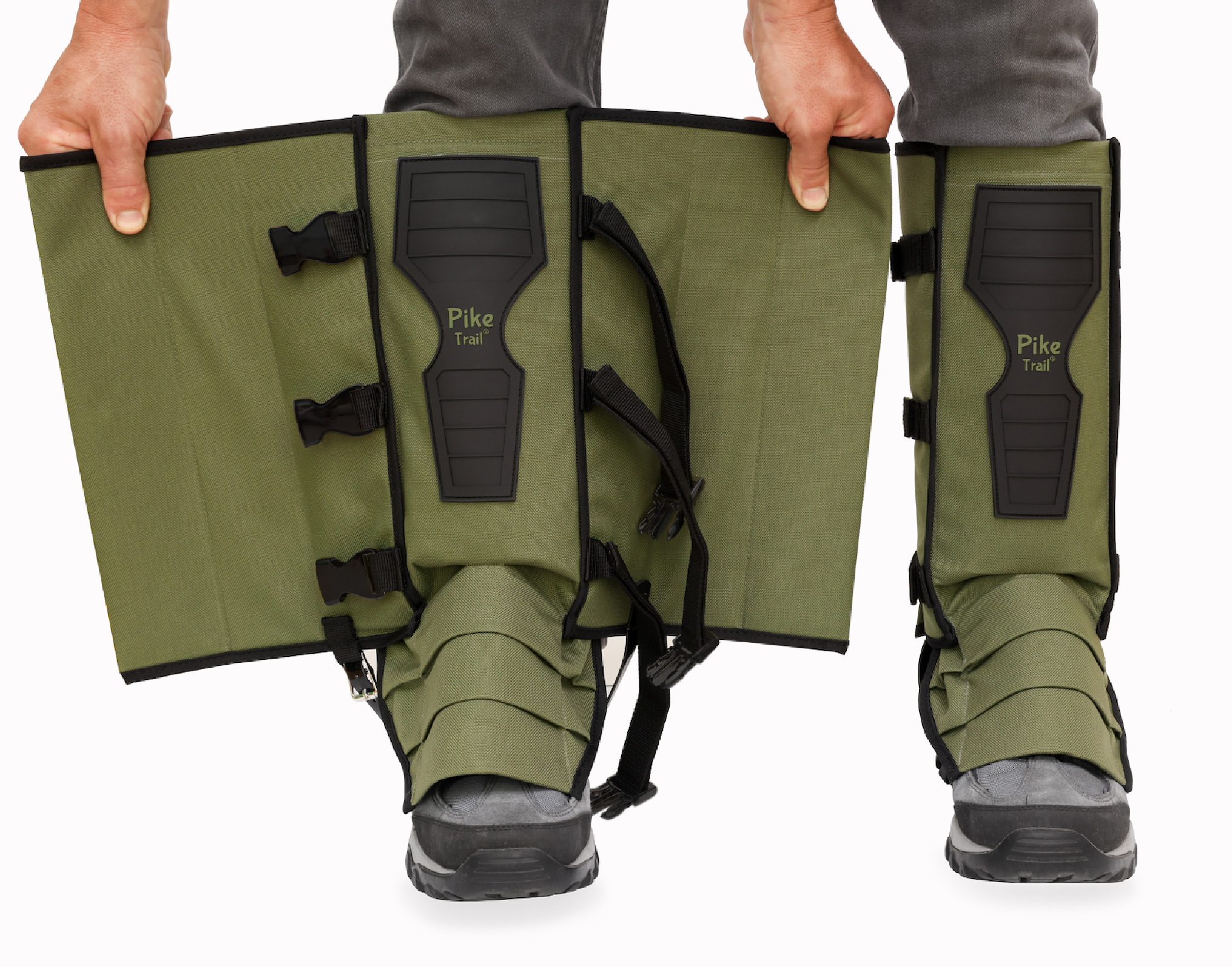 Pike Trail Snake Gaiters leg guards showing durable, waterproof fabric with adjustable straps and protective design for outdoor activities.
