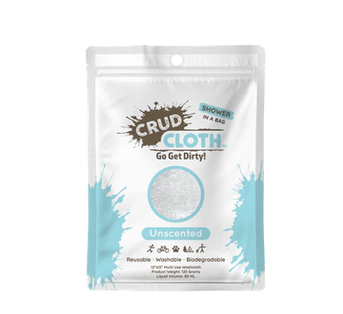 Artemis Outdoor CRUD CLOTH Shower in a Bag Singles for hygiene, compact and portable outdoor shower kit in a clear bag.