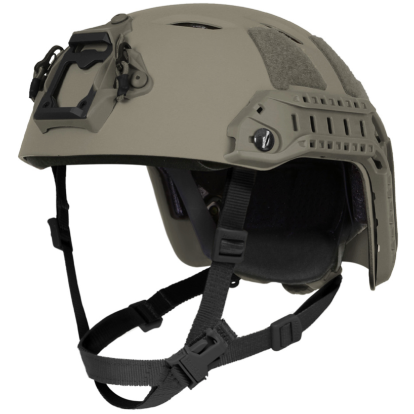 HCC Tactical FAST Bump helmet with adjustable straps and tactical design, shown in a side view with secure chin strap.