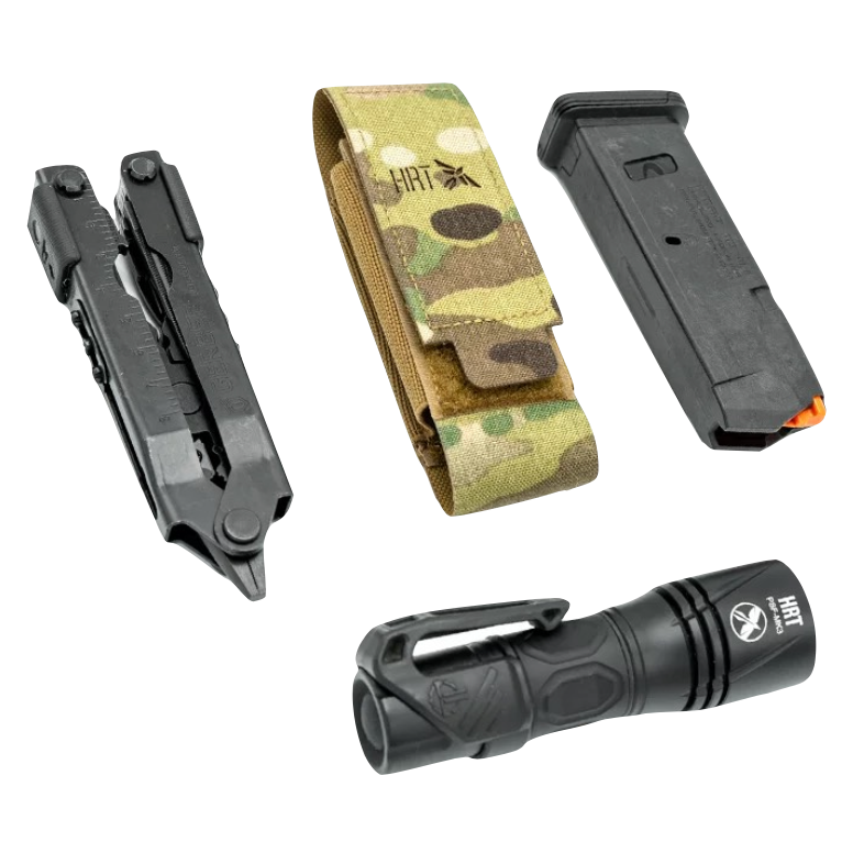 HCC Tactical ARC Utility Pouch with multiple compartments, black nylon material, and MOLLE attachment system for tactical gear.