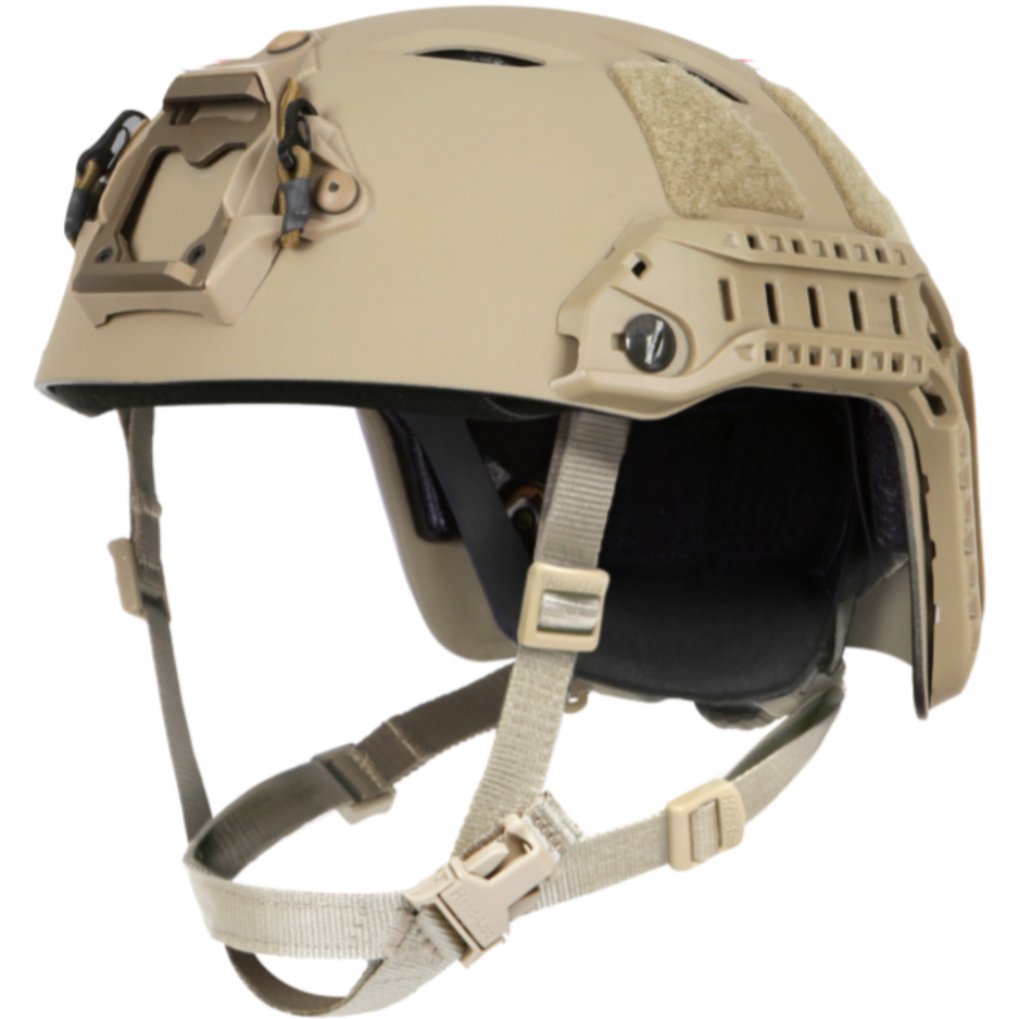 HCC Tactical FAST Powerpath Rails mounted on a helmet for enhanced accessory attachment and customization.