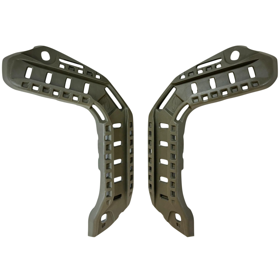 HCC Tactical FAST Powerpath Rails for helmets and accessories, showing mounted rails on a tactical helmet for enhanced gear attachment.