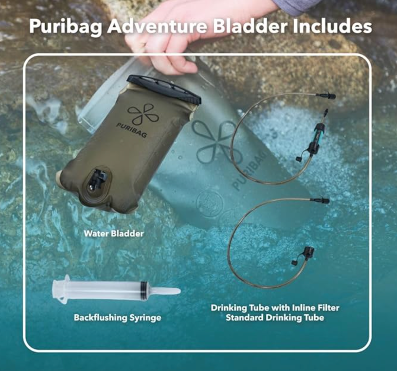Puribag Adventure Bladder: 2 Liter Hydration Bladder with Filter - OVERLANDERS Outfitter