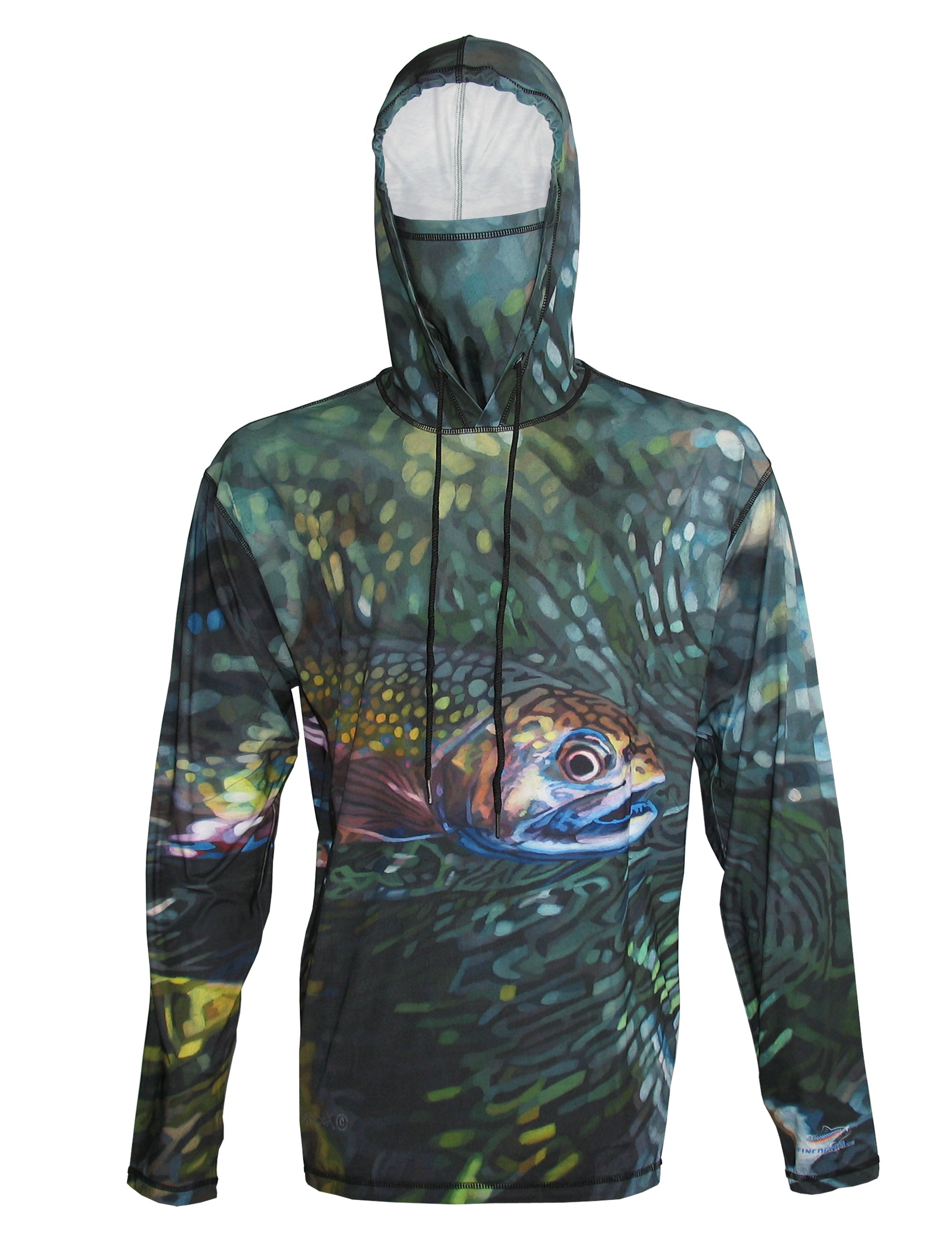 Secluded Brook Trout graphic fishing hoodie by Sunpro, featuring a detailed trout print on front, from Cognito Brands.