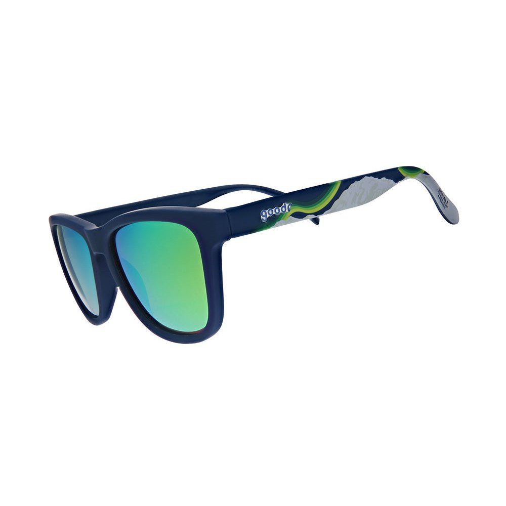 Side view of Rare Air Discs Denali Limited National Park OG polarized sunglasses, showcasing black frames and polarized lenses.
