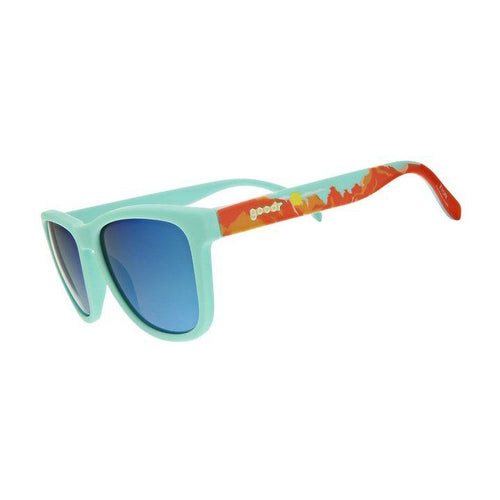 Side view of Rare Air Discs Zion limited edition polarized sunglasses with black frame and dark lenses, designed for outdoor accessories.