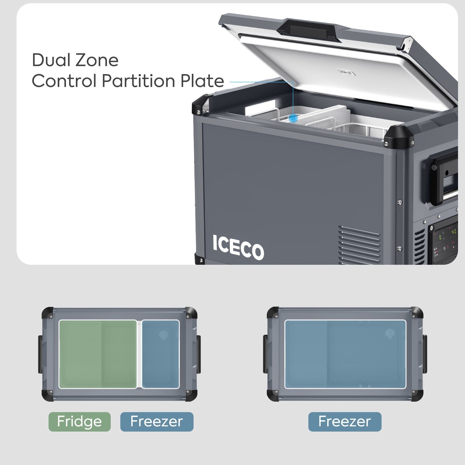 VL45ProD Dual Zone Portable Freezer - Gray | ICECO - We The Collective