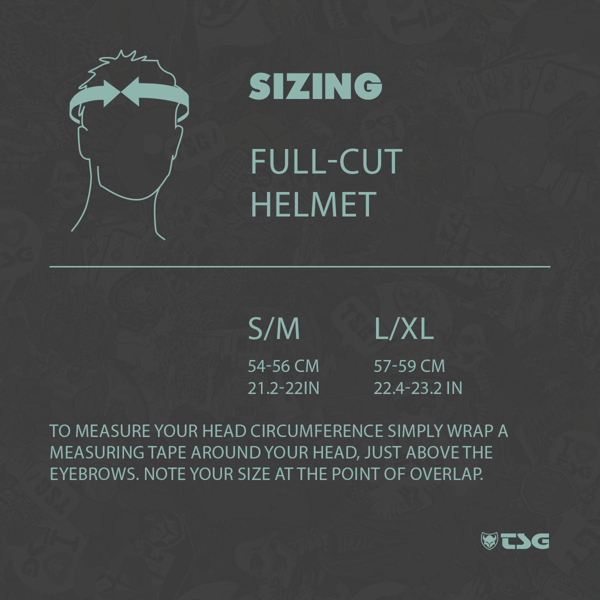 ZEITBIKE TSG Dawn Flex helmet with adjustable fit and ventilation, shown in a side view with size guide in the image.