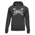 Black fleece hoodie with ski goggles from Outdoorzees, featuring a cozy fit and winter sports style.