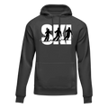Black Ski Graphic Fleece Hoodie by Outdoorzees, unisex winter sports apparel with ski-themed design and cozy fleece material