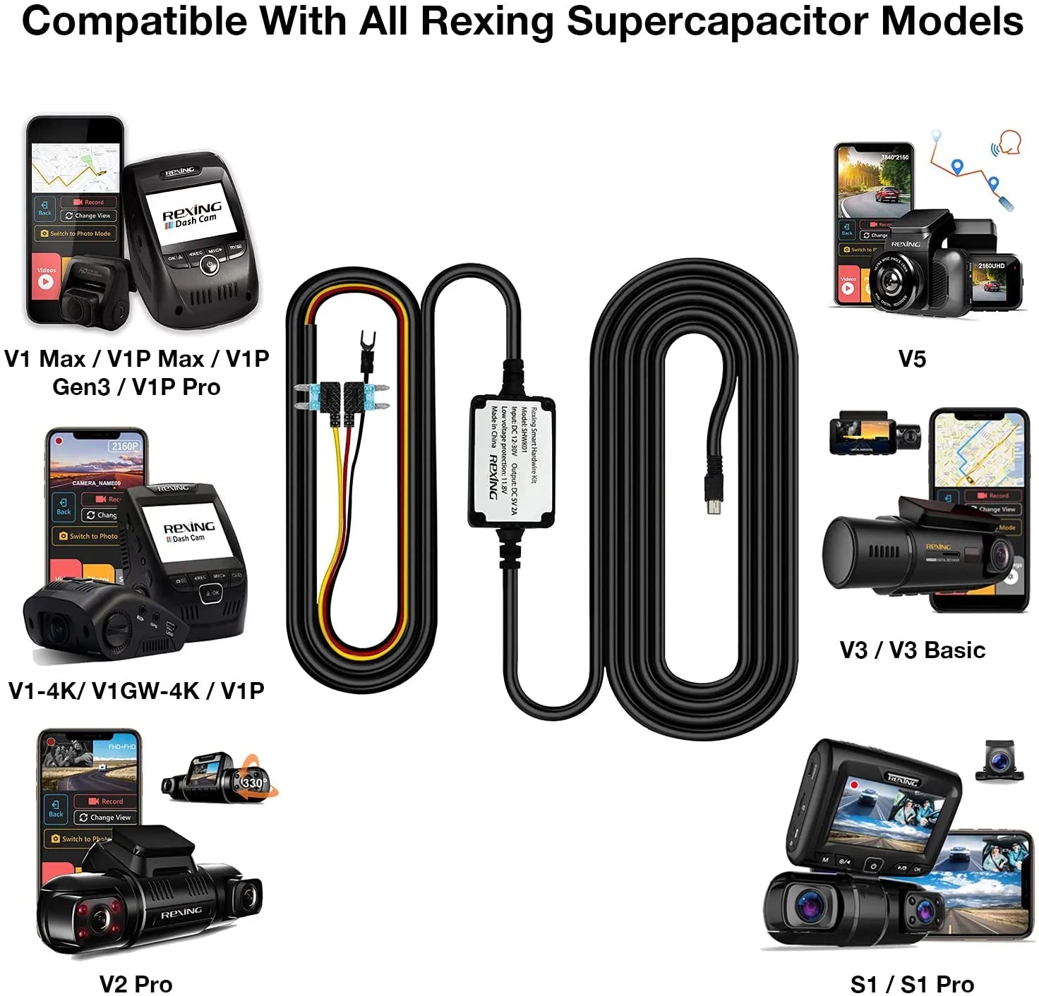 Rexing Smart Hardwire Kit Mini-USB Port for All Rexing Supercapacitor Models - We The Collective