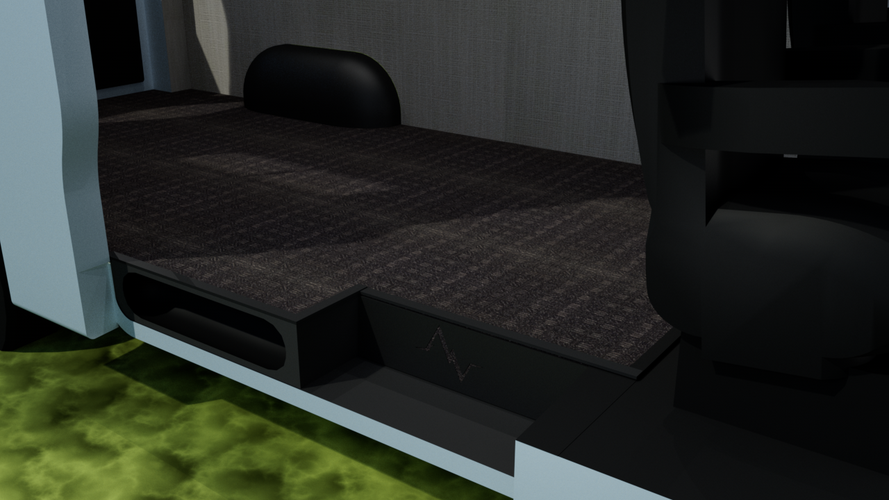 Insulated Sprinter floor kit in Smokey Black by Alpine Van Works, LLC, featuring durable flooring with insulation for van conversions.