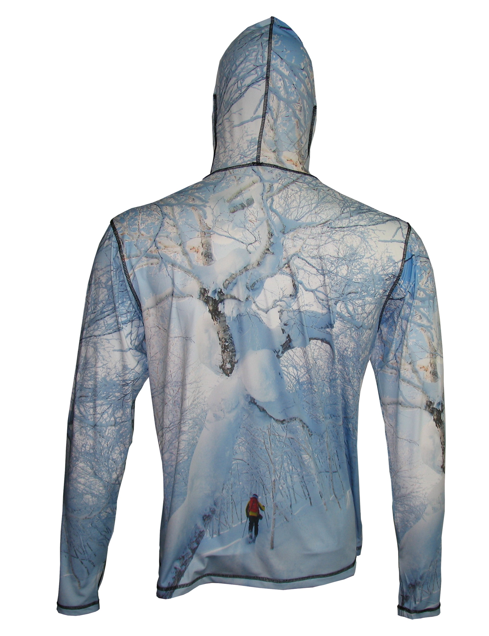 Cognito Brands Sunpro hoodie featuring a mountain graphic on the back, lightweight snowcrossed design for outdoor wear