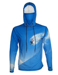 Front view of a Sunpro Hoodie by Cognito Brands featuring a mountain graphic and snowboarder design on a lightweight hoodie.