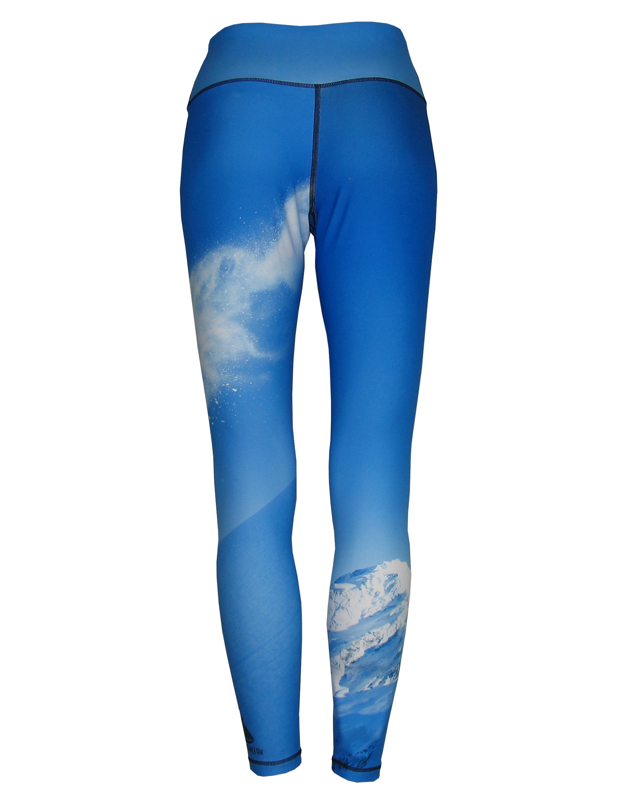 Patterned all sport leggings featuring snowboarder mountain print by Cognito Brands, Inc., with a vibrant winter sports design.