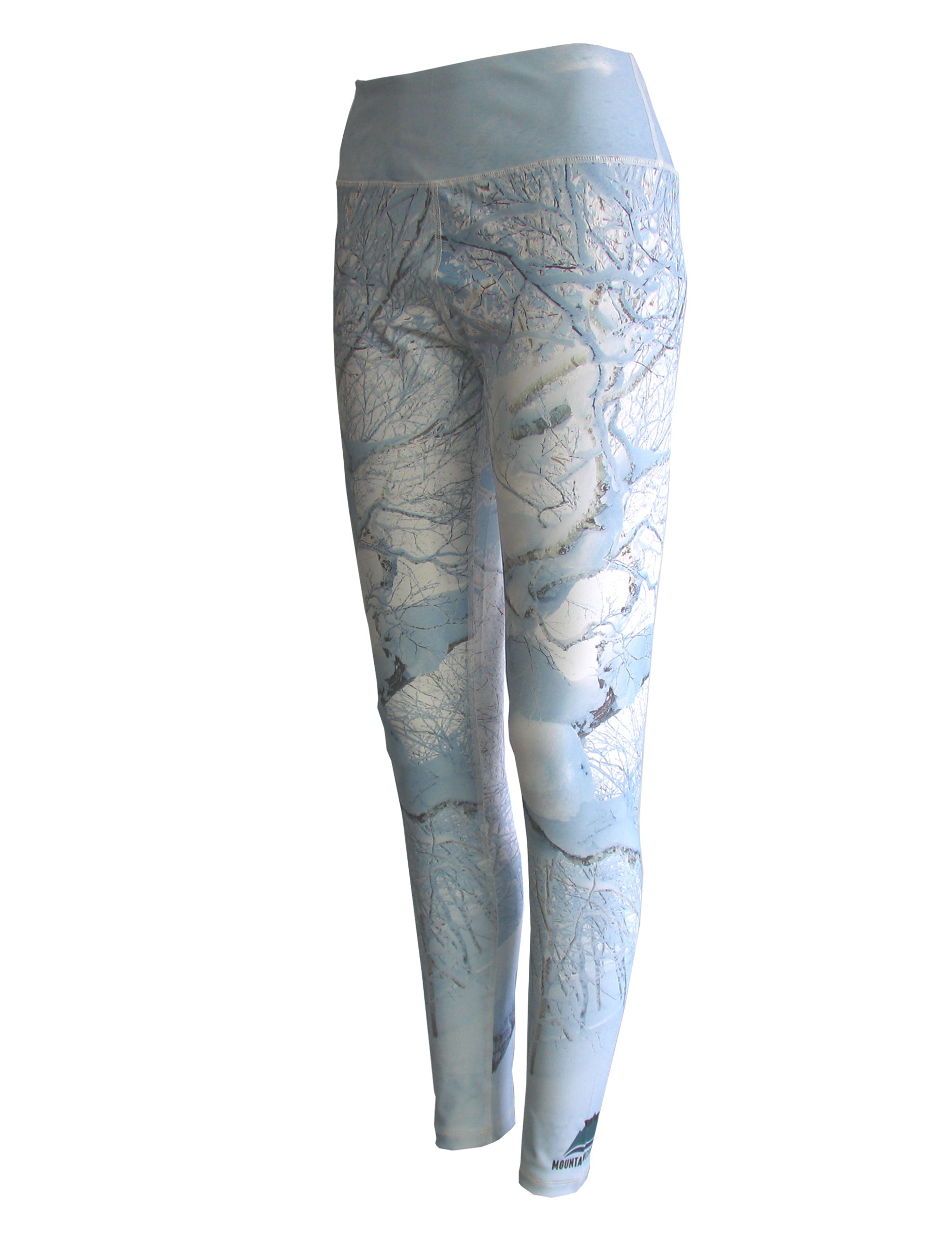 Cognito Brands snowcrossed mountain print all sport leggings showcasing a vibrant, patterned design on a flexible athletic fabric.