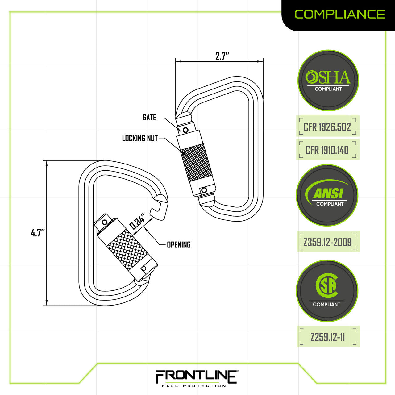 Frontline CSQ184 Steel Quarter Turn-locking Carabiner - OVERLANDERS Outfitter