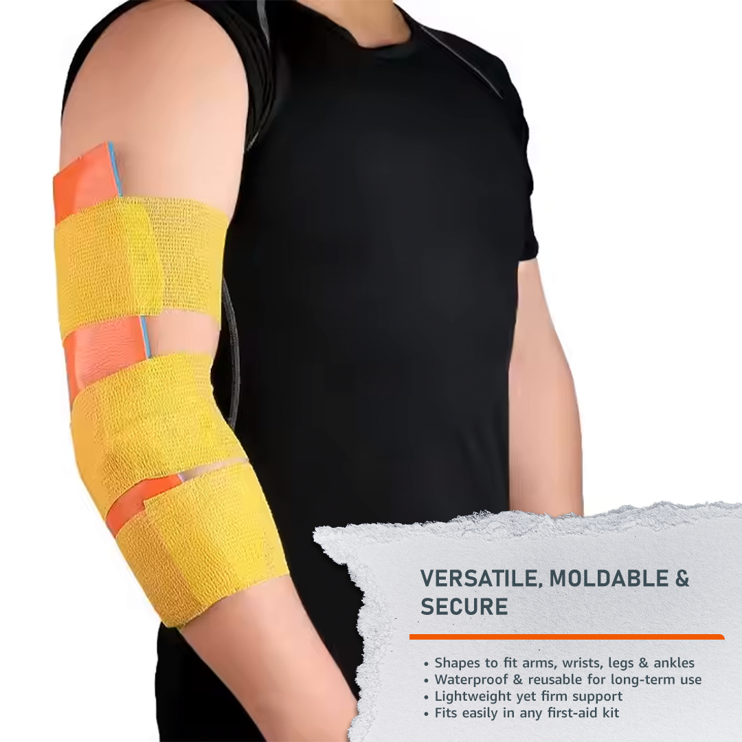 Emerge Survival adjustable splint with padded support and adjustable straps for immobilizing injured limbs in emergency situations.