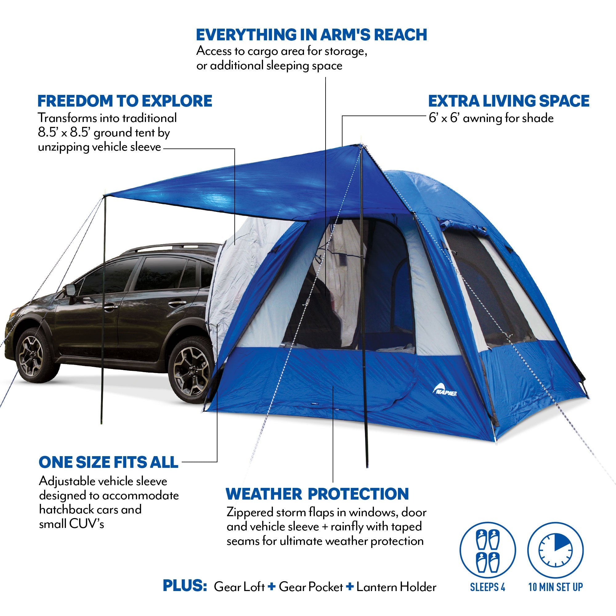 Backcountry Sportsman Sportz Dome-To-Go camping tent set up outdoors on grassy terrain with open sky overhead.