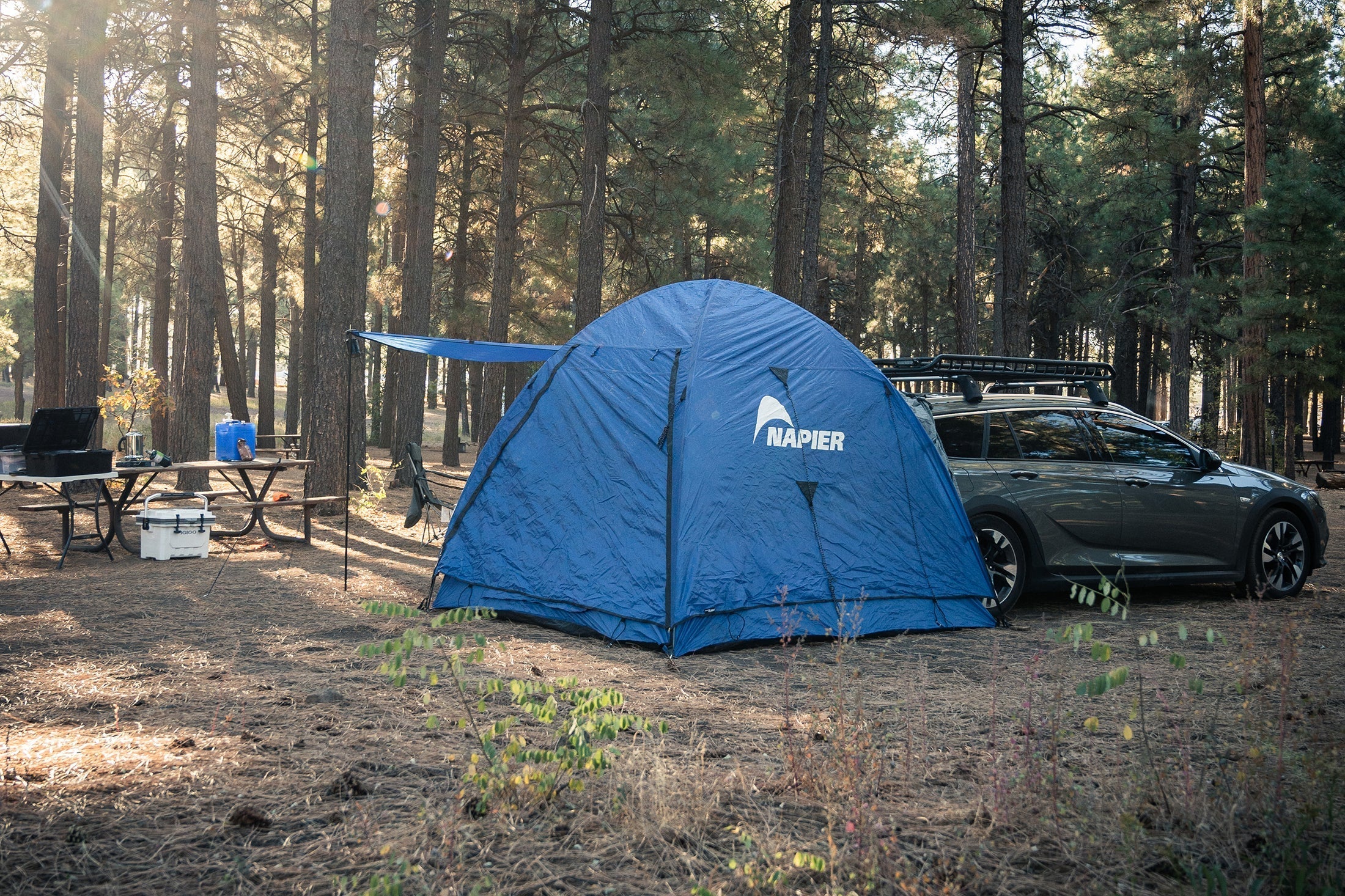 Backcountry Sportsman Sportz Dome-To-Go tent set up outdoors, showcasing its compact, portable design for camping adventures.