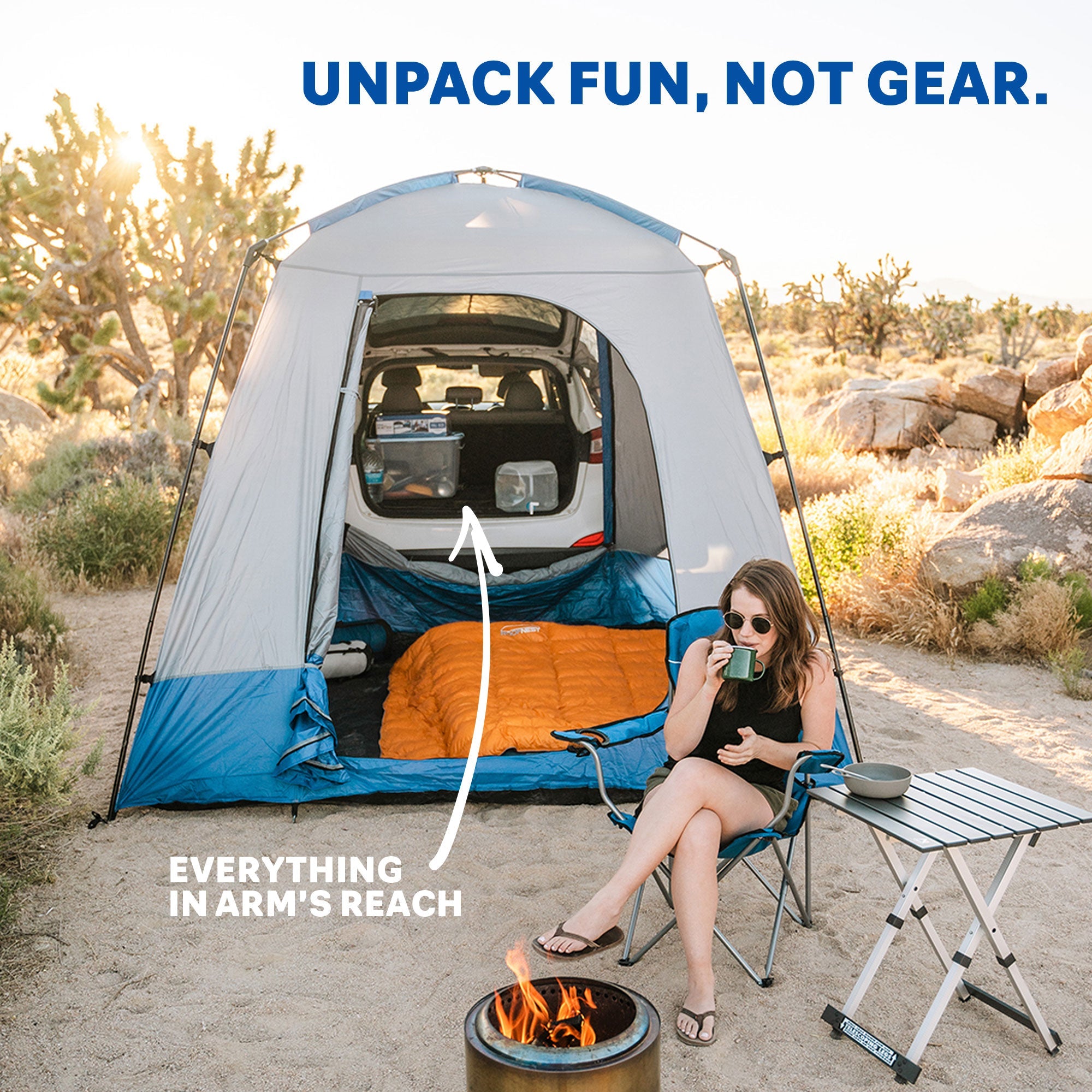 Backcountry Sportsman Sportz SUV Tent set up on a vehicle, showing its spacious design and durable fabric for outdoor camping adventures.