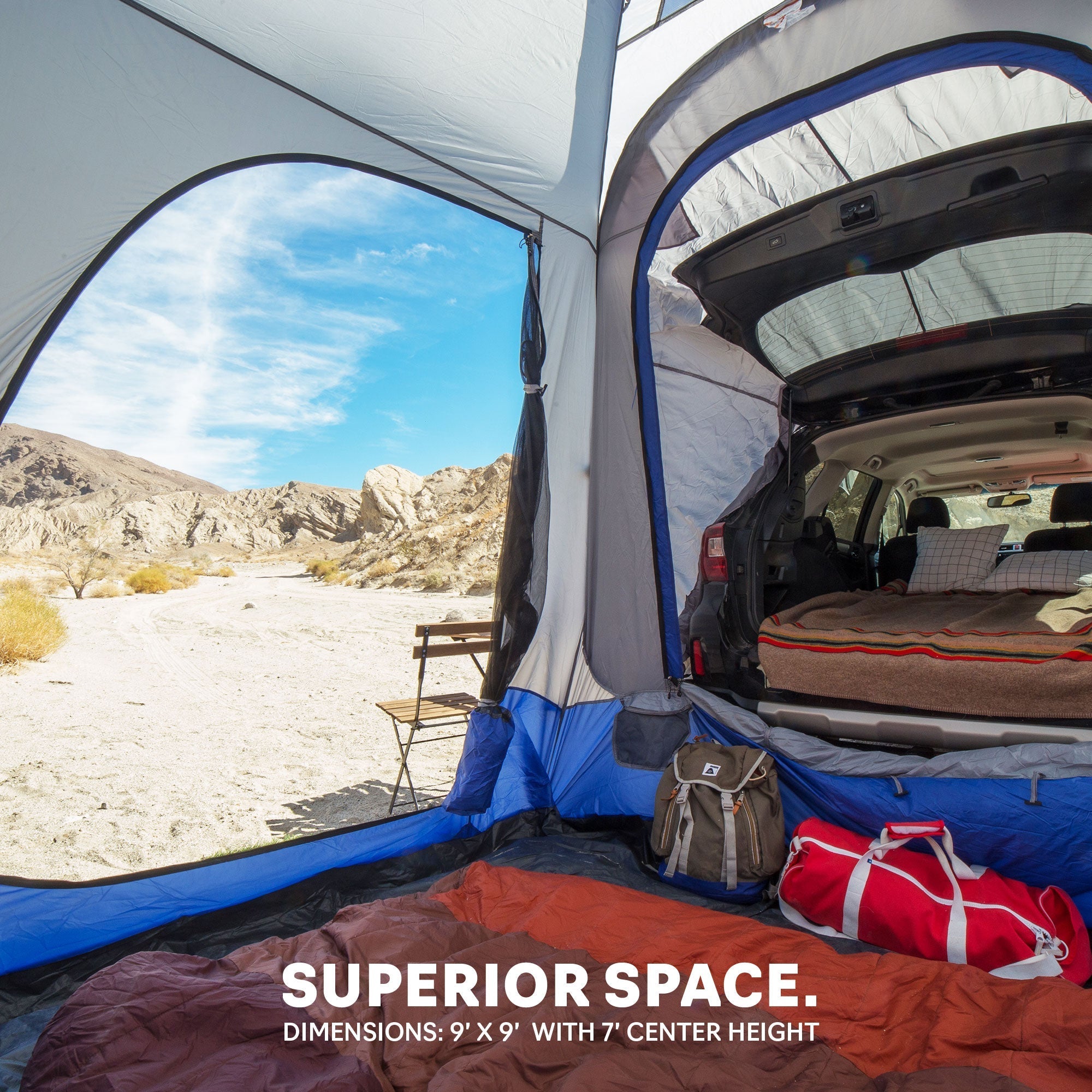 Backcountry Sportsman Sportz SUV Tent set up on a vehicle, showing the spacious interior and weather-resistant fabric for outdoor camping.