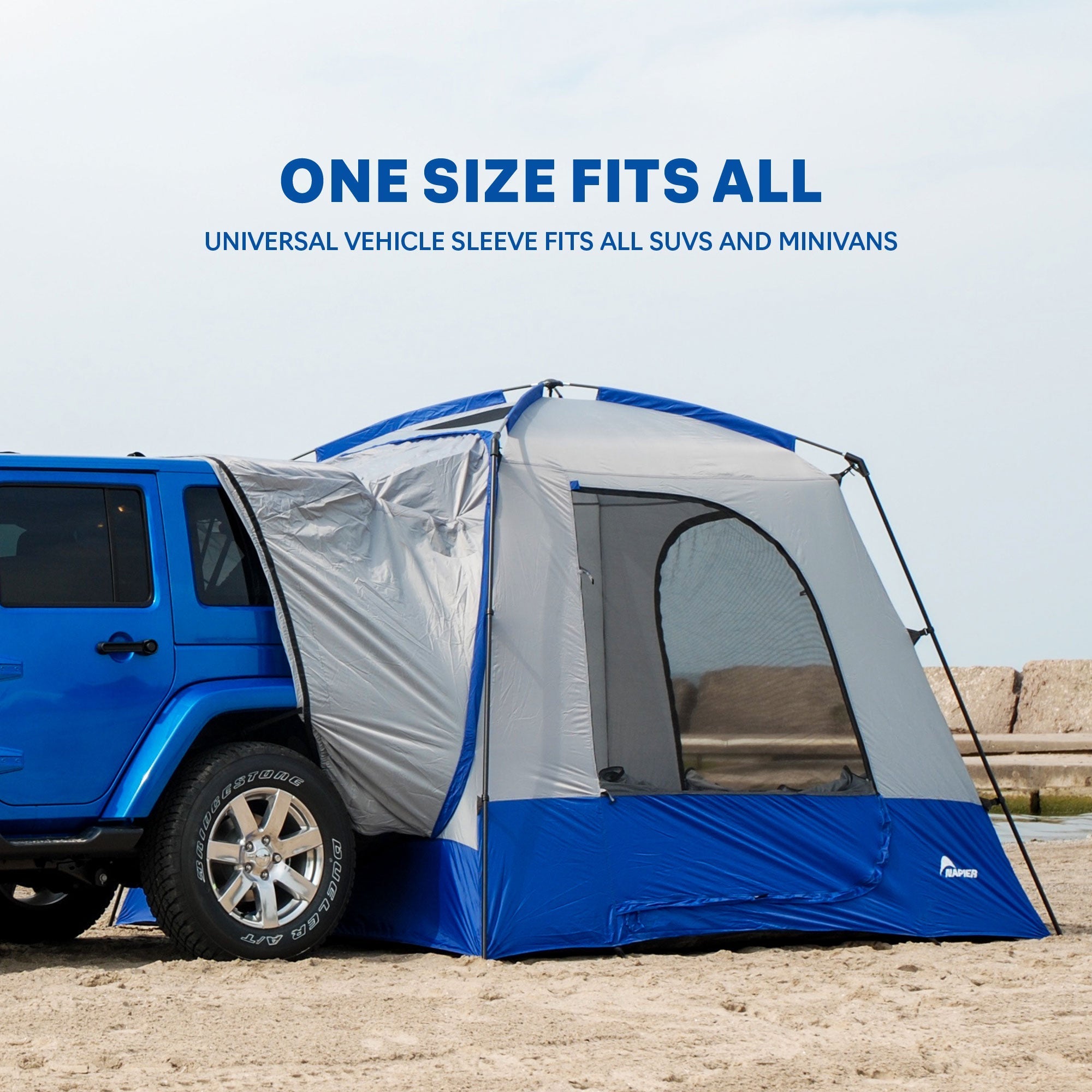 Backcountry Sportsman Sportz SUV Tent set up on a vehicle, showcasing its durable fabric and spacious design for outdoor camping.