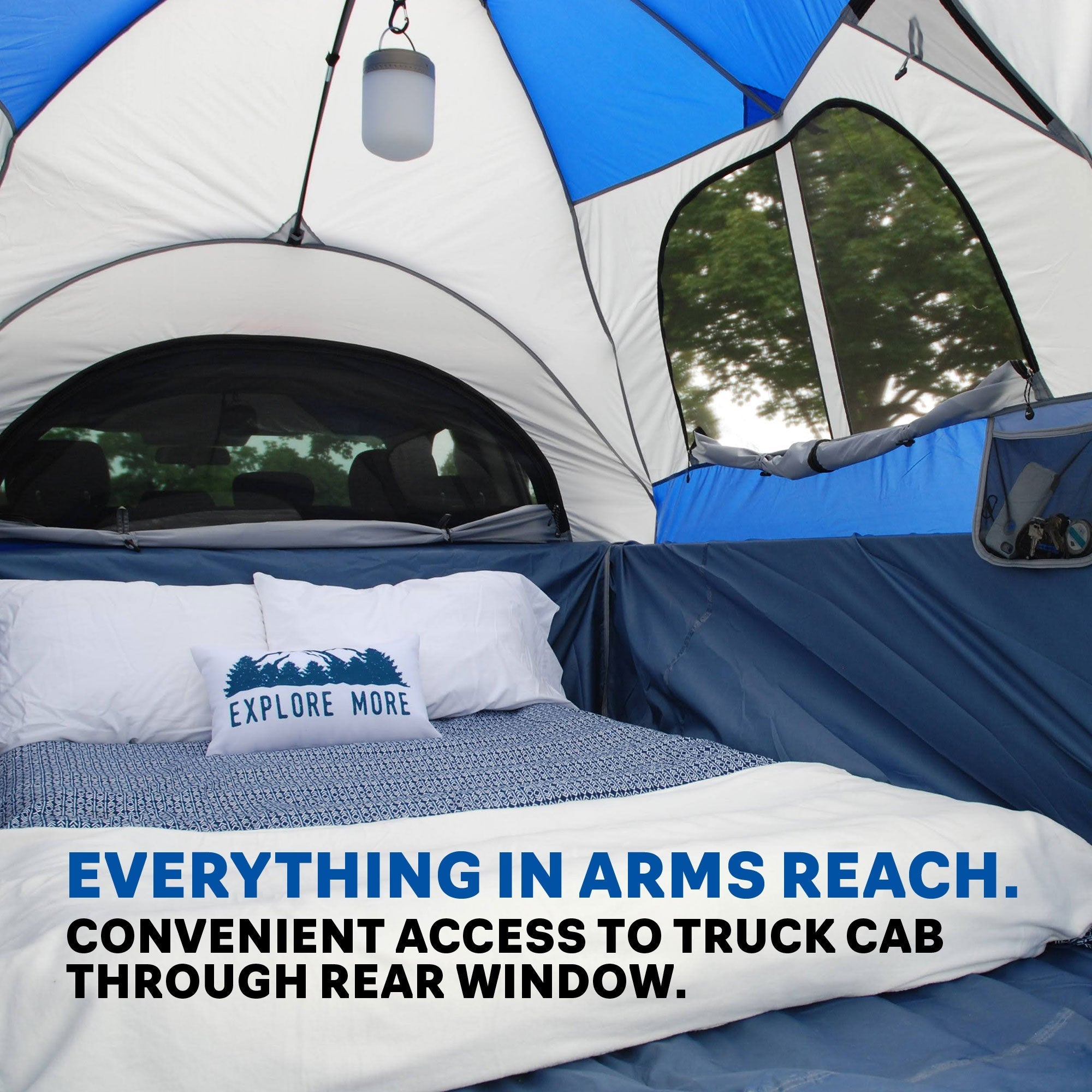 Backroadz 13 Series truck tent by Backcountry Sportsman set up on a pickup truck, showing its spacious interior and durable fabric.