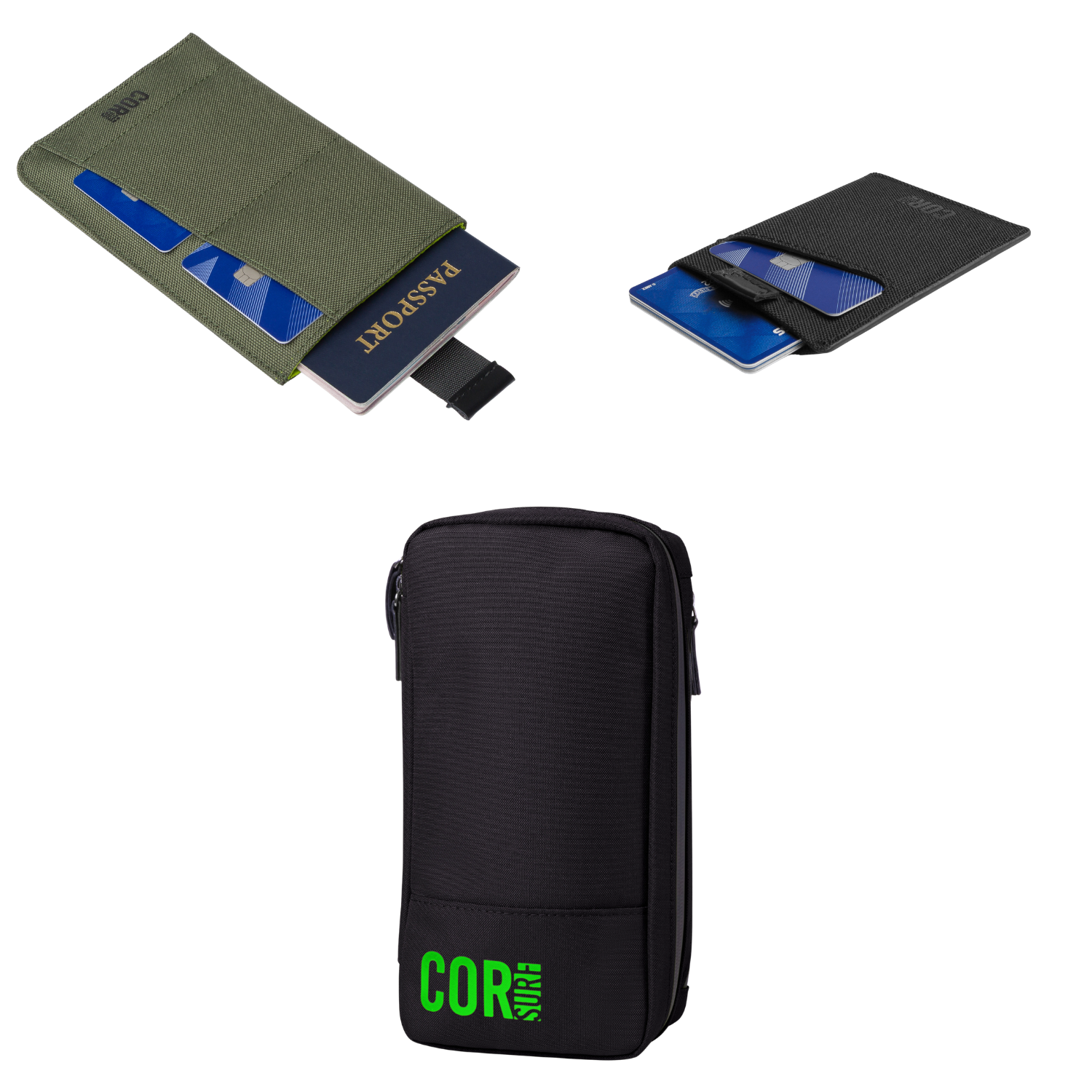 Cor Surf Spring Break travel bundle featuring green accessories and gear for beach and vacation adventures.