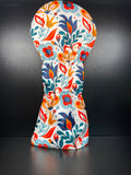 Spring flower golf club headcover by ParWestGolf featuring a colorful floral design for protecting and decorating golf clubs.