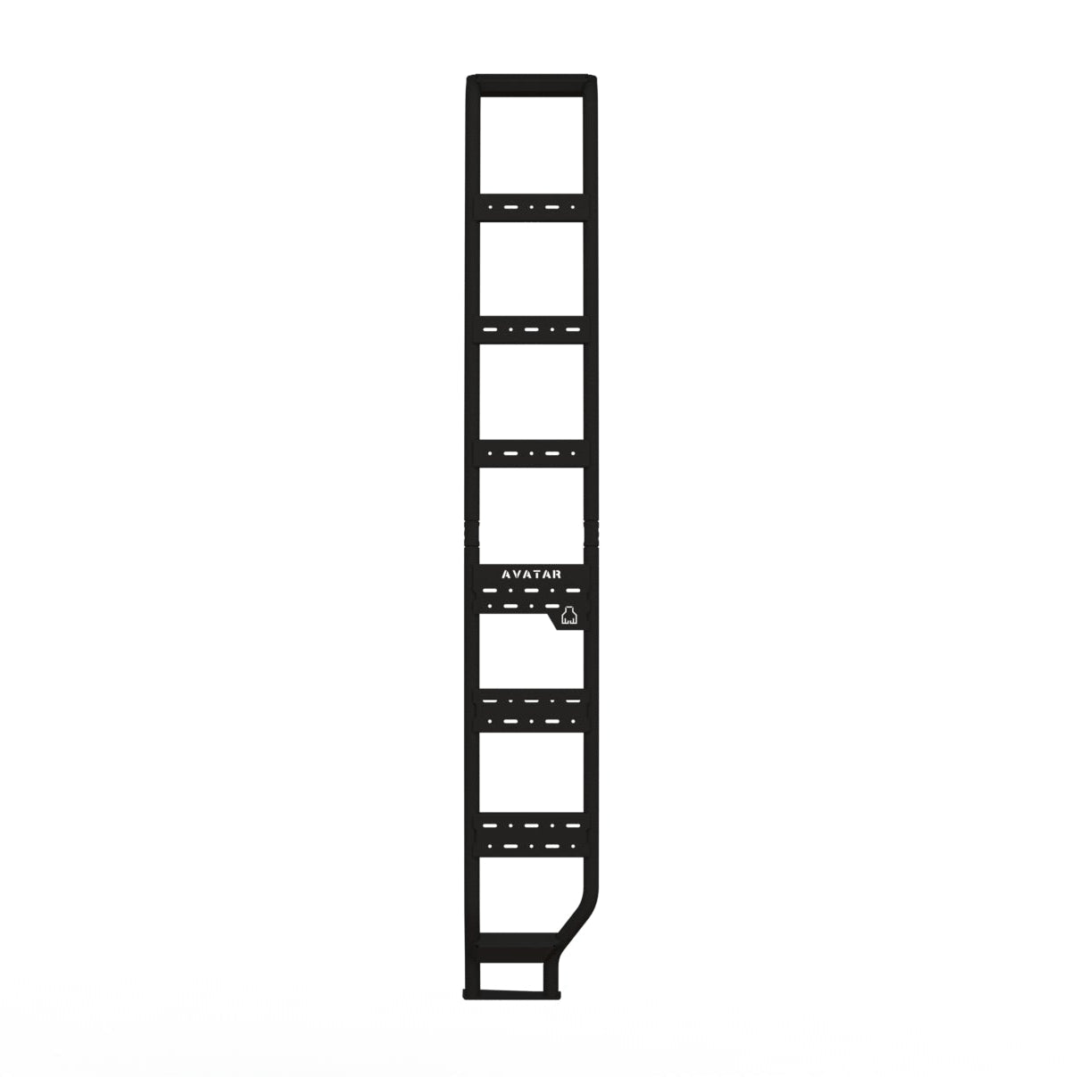Mercedes Sprinter van side ladder by Avatar Offroad, shown from the front, mounted alongside the van for easy access.