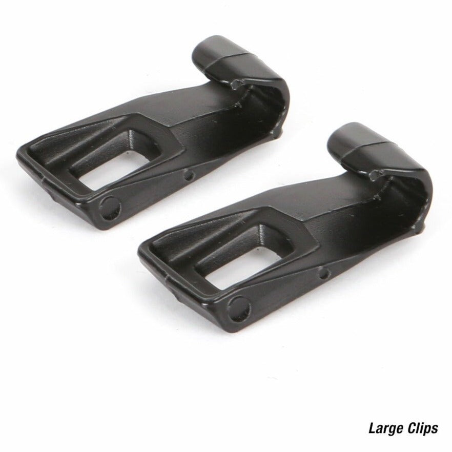 HCC Tactical Step-In® visor replacement clip kit with rail clips for helmet visor attachment, shown on a helmet.
