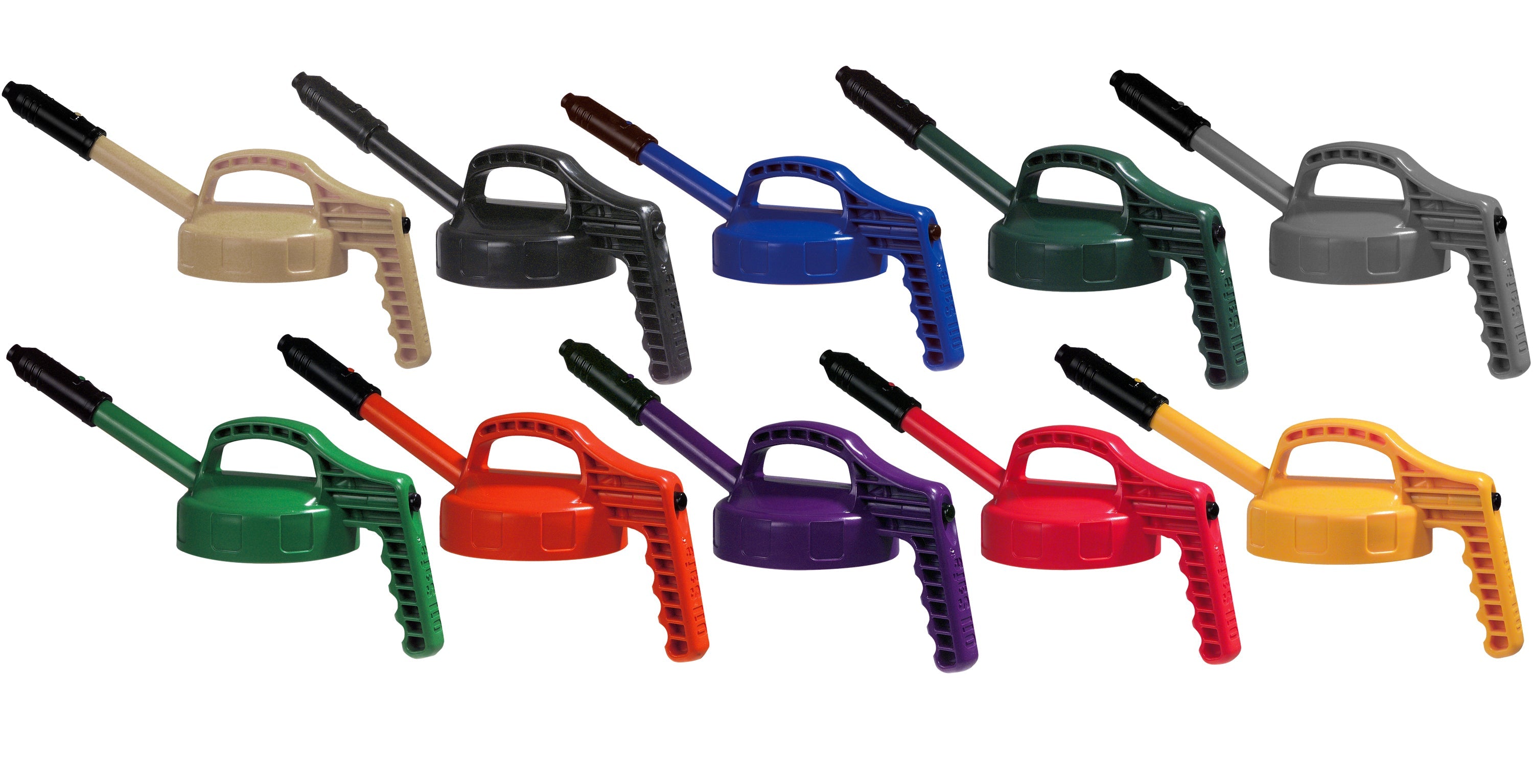 OilSafe Stretch Spout transfer container lid by DRIVEN Racing Shop, featuring a controlled-flow oil transfer spout for easy pouring.