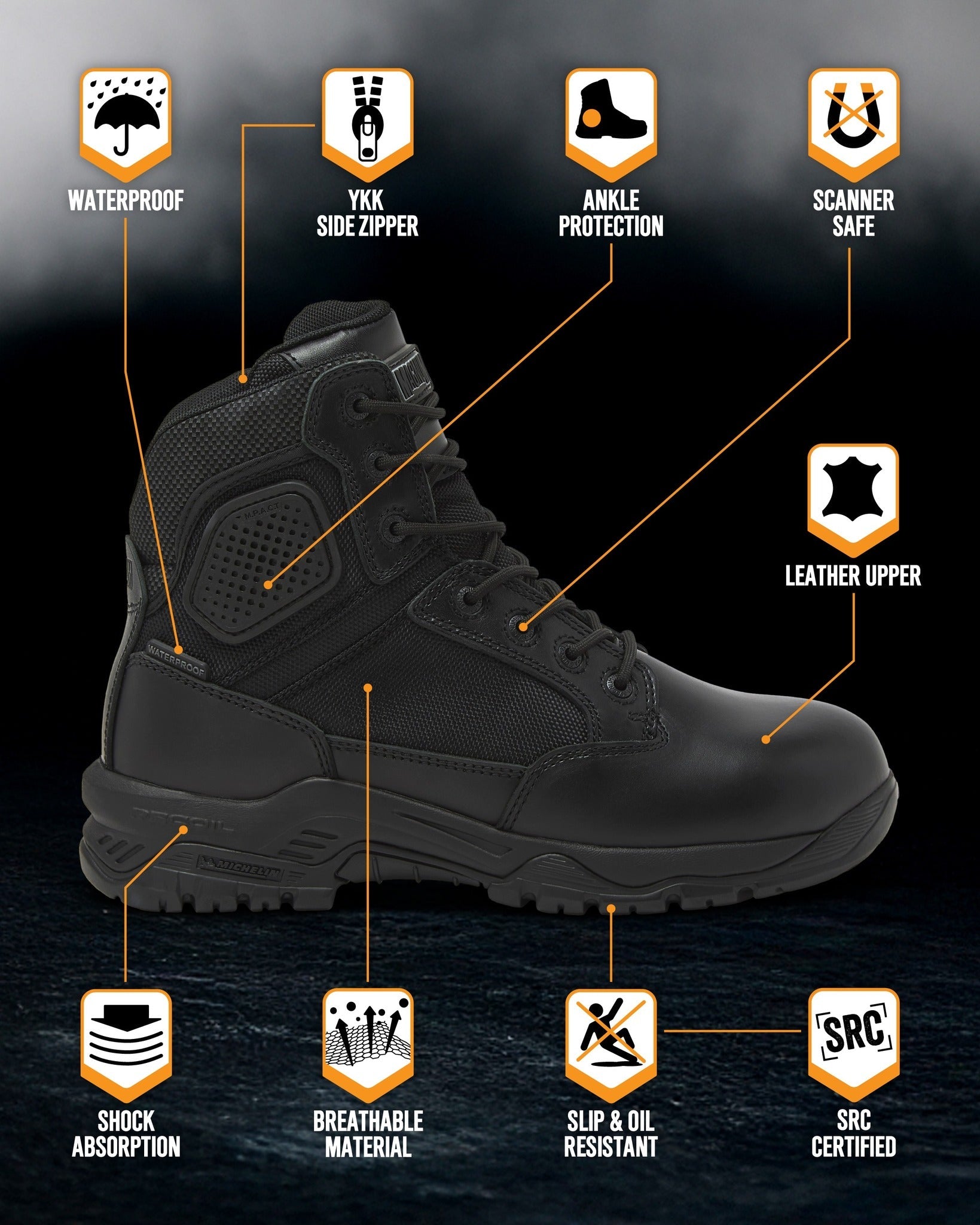 Magnum Boots Strike Force 6-inch waterproof tactical boot with rugged design and secure lacing system, suitable for outdoor use