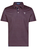 White Water Life Striper Polo in navy and red, featuring a classic polo shirt design with contrasting collar and logo detail