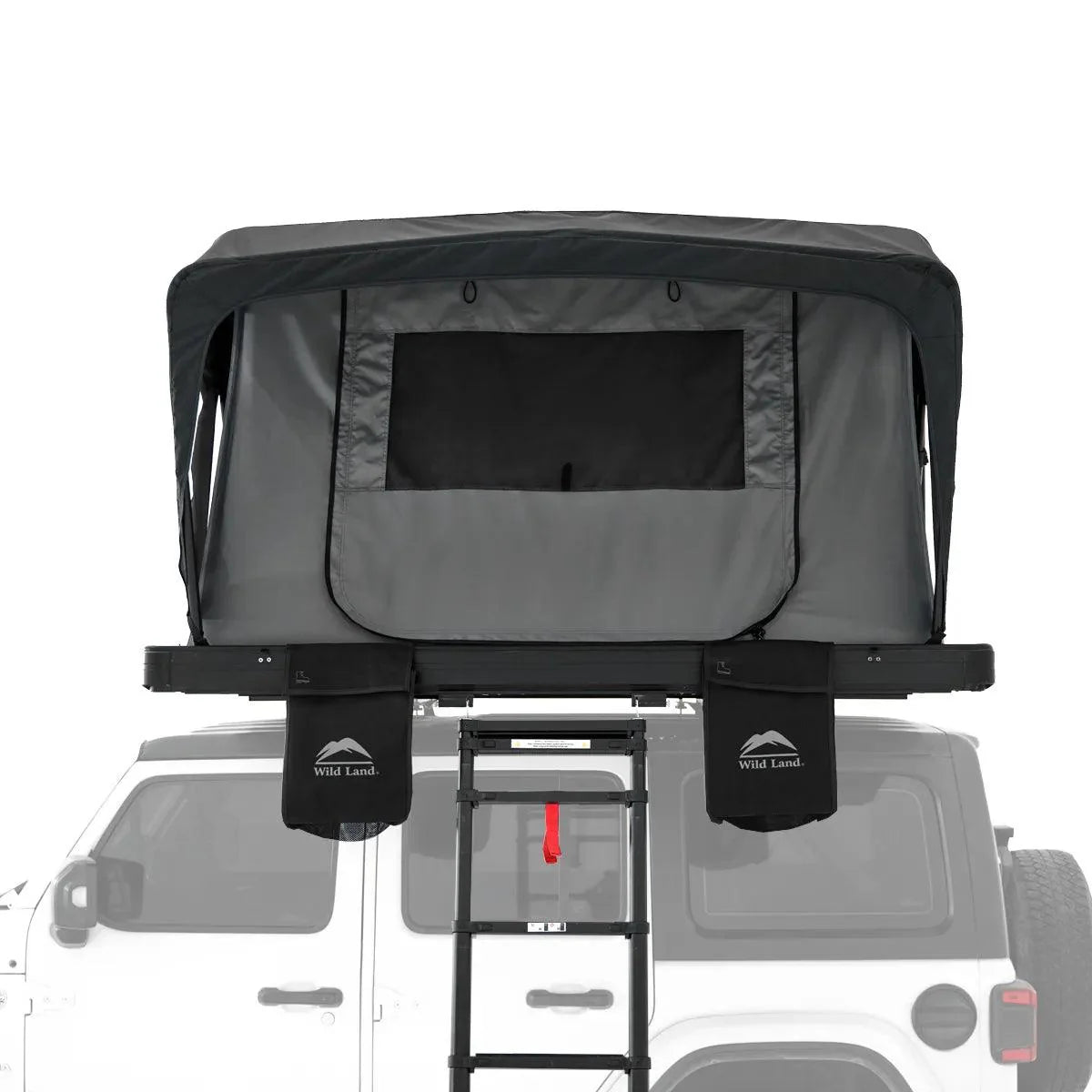 Wild Land OrthFrame Max roof top tent mounted on overlanding vehicle for outdoor camping and overlanding adventures.