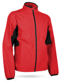 Sun Mountain Monsoon Jacket in waterproof, breathable fabric, shown in a natural outdoor setting, designed for active outdoor wear.