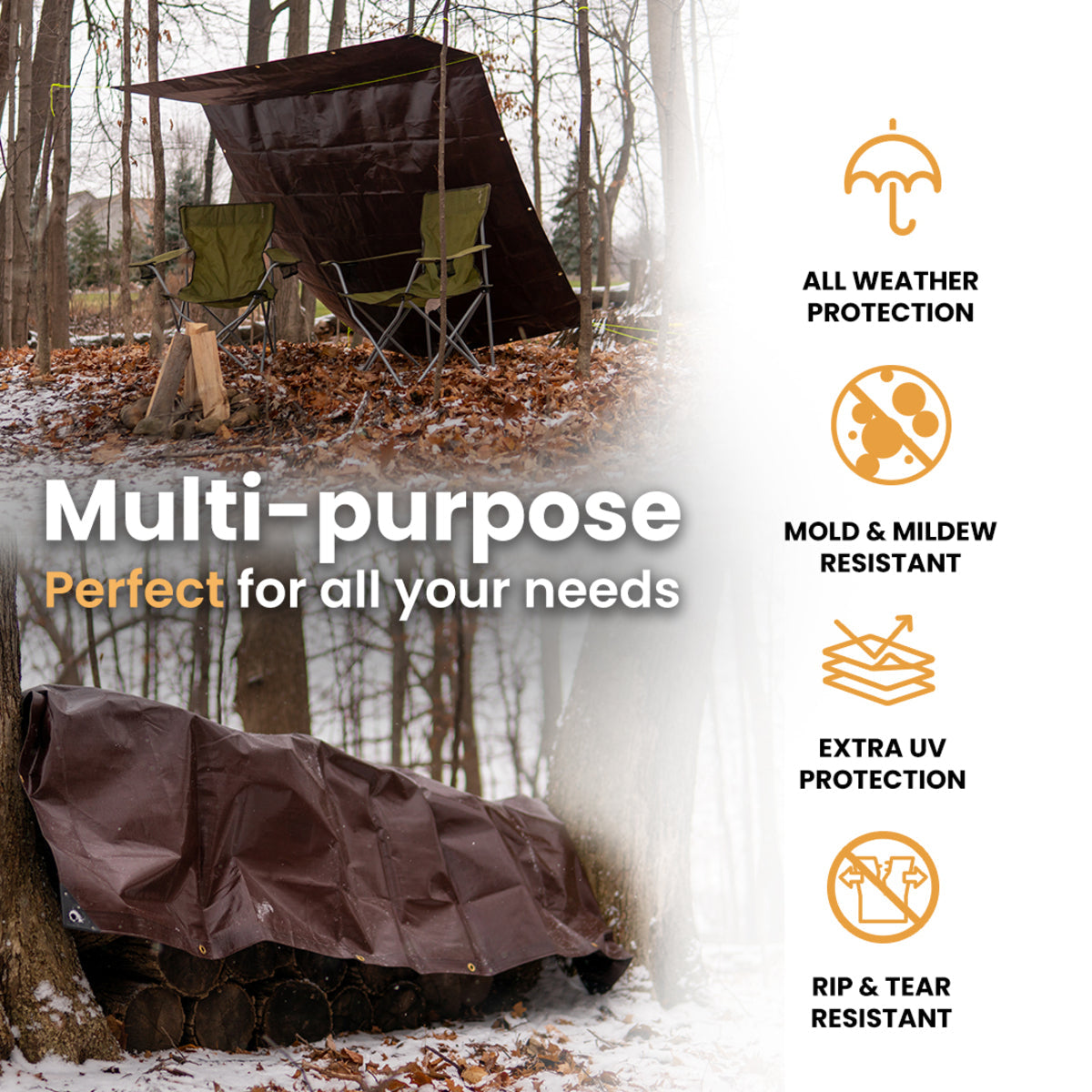 14’ x 16’ White Duck Outdoors heavy-duty poly tarp, 16 mil thickness, durable waterproof cover for outdoor or industrial use.