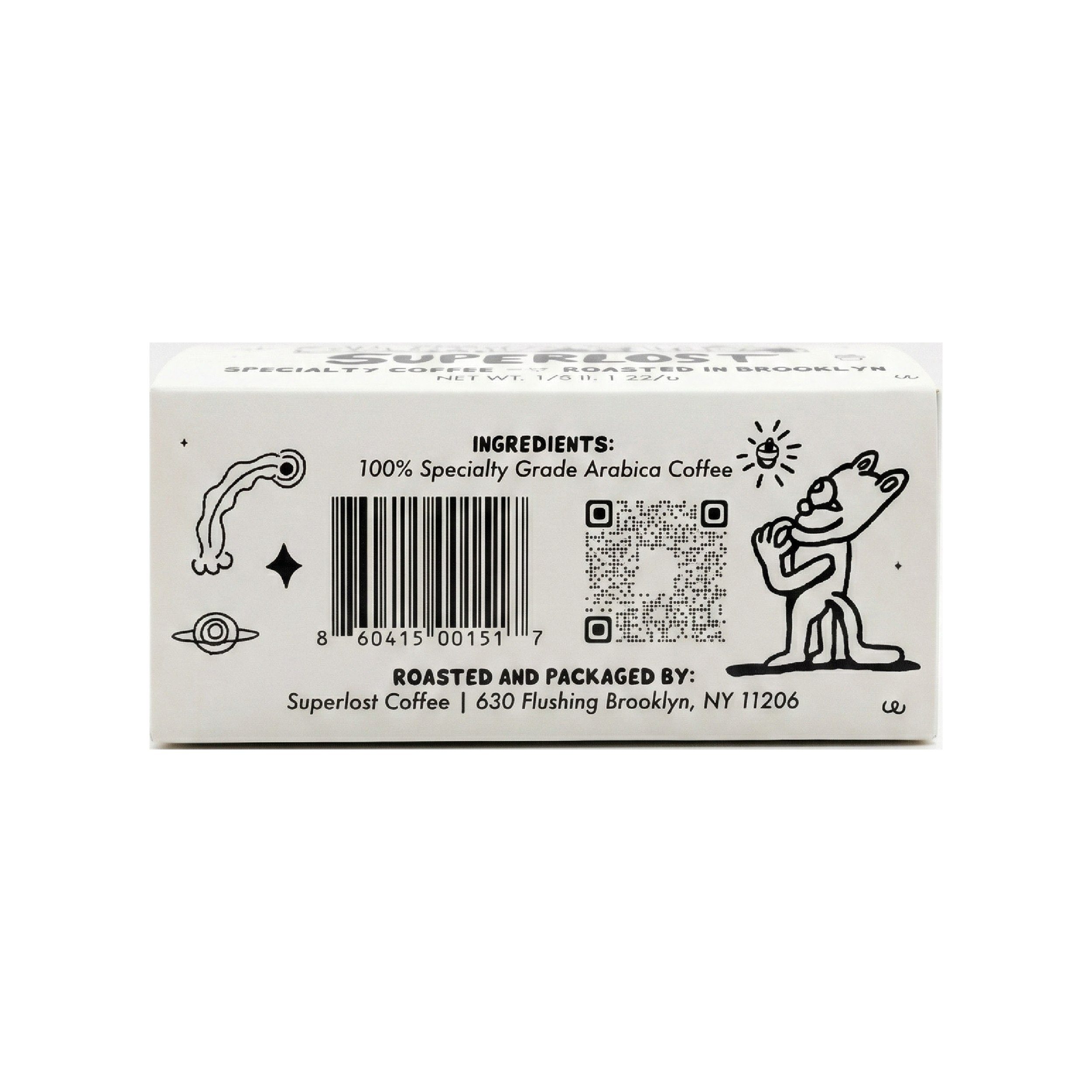 Superlost Coffee Supernova Espresso coffee bag with barcode label, showcasing the product packaging and branding.