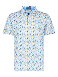 White Water Life Surfs Up Polo shirt featuring a casual surf-themed design, made from comfortable cotton fabric.