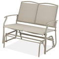 2 Seat Mesh Patio Loveseat Swing Glider Rocker with Armrests in Taupe - OVERLANDERS Outfitter