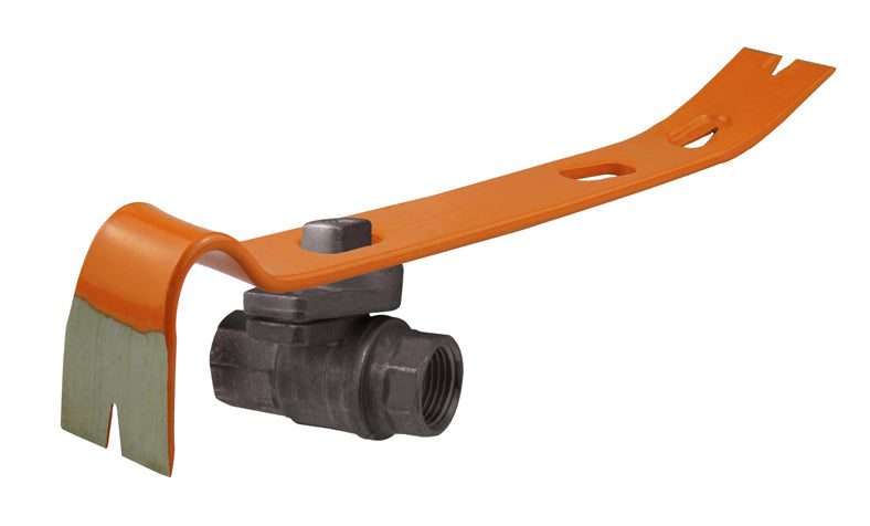 15-inch pry bar with emergency gas valve shut-off tool by quakekits.com, made for leverage and gas emergency safety.