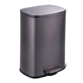 Black stainless steel 13-gallon kitchen trash can with step-open lid by HomePacific, designed for easy waste disposal.
