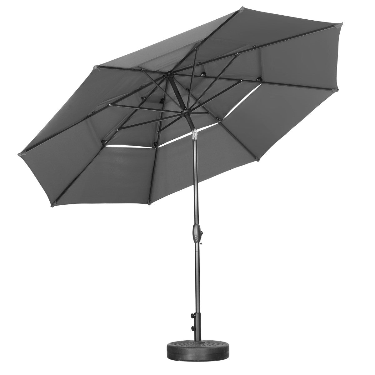 Ainfox 10FT 3 tier vented Outdoor Table Umbrella with Round Umbrella Base For Beach Market Backyard - OVERLANDERS Outfitter