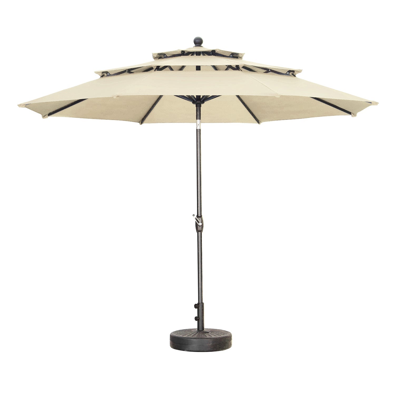 Ainfox 10FT 3 tier vented Outdoor Table Umbrella with Round Umbrella Base For Beach Market Backyard - OVERLANDERS Outfitter