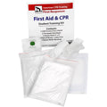 CPR and first aid training kit with 8 pieces of CPR equipment, designed for student practice, by quakekits.com.